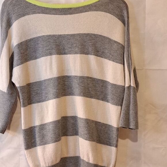 Gap Womens Sweater Green Gray Knit Striped Short Sleeve V-neck Preppy Style -XS - Picture 7 of 14
